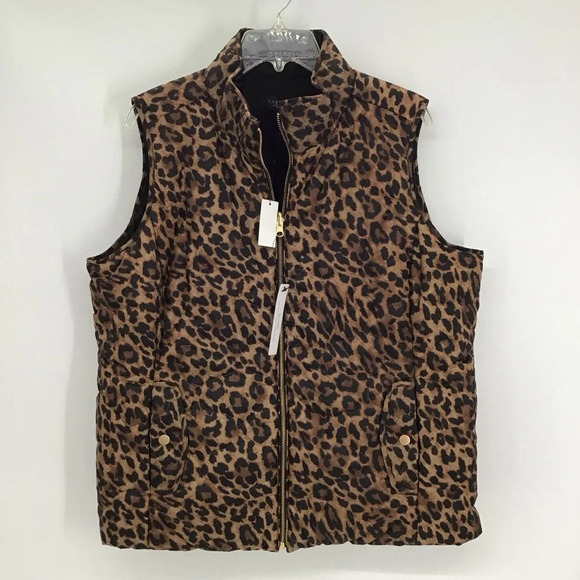 Talbots Reversible Quilted Vest Leopard/Black NWT Classic Winter Career Size 1XP - Picture 4 of 13
